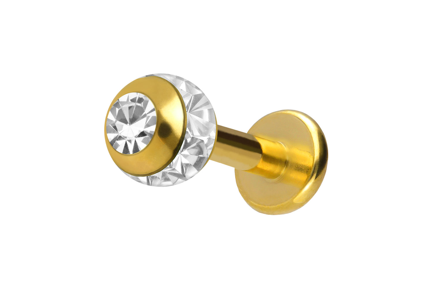 Chirurgenstahl Labret Piercing EPOXY-RING-KUGEL + KRISTALL